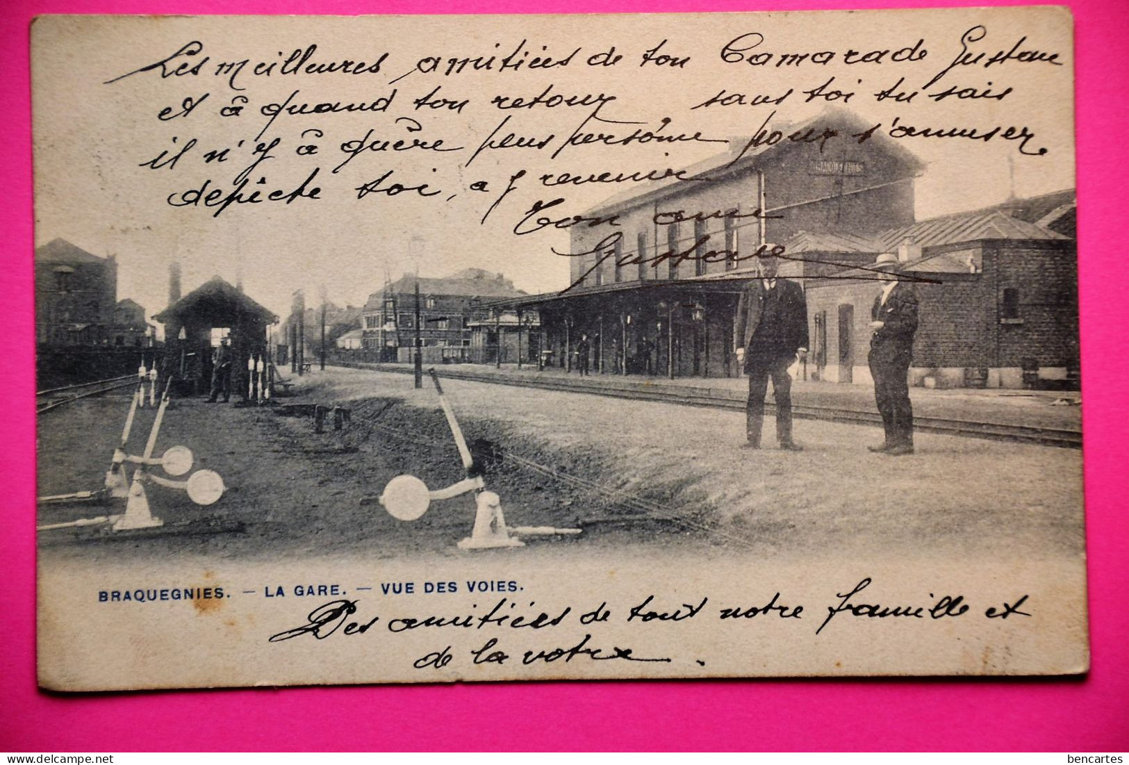 Bracquegnies 1908: La Gare Vue Des Voies Très Animée - La Louvière