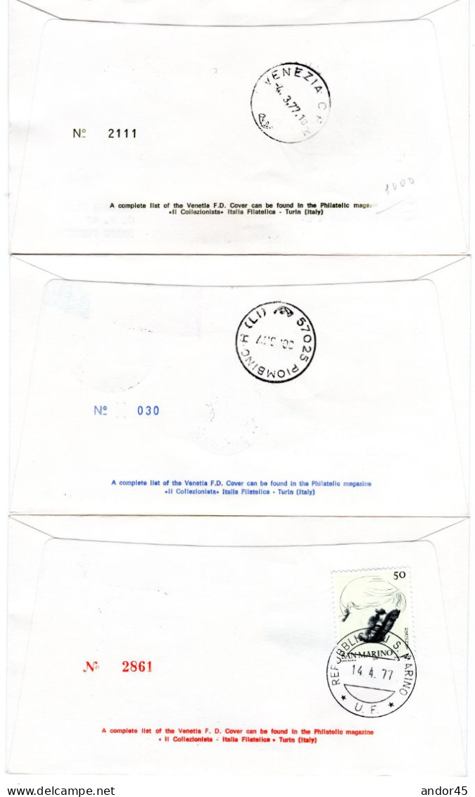 1977 ANNATA COMPLETA SU FDC VENEZIA SASS 975-999  Cv -------- - Lettres & Documents