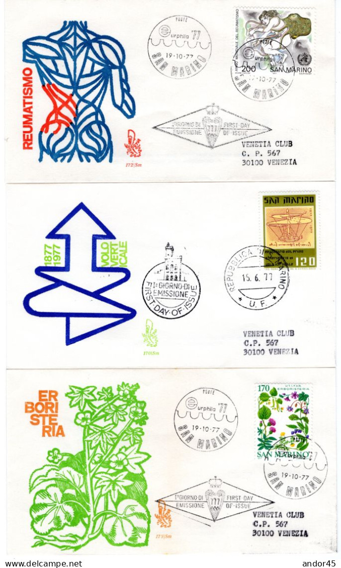 1977 ANNATA COMPLETA SU FDC VENEZIA SASS 975-999  Cv --------