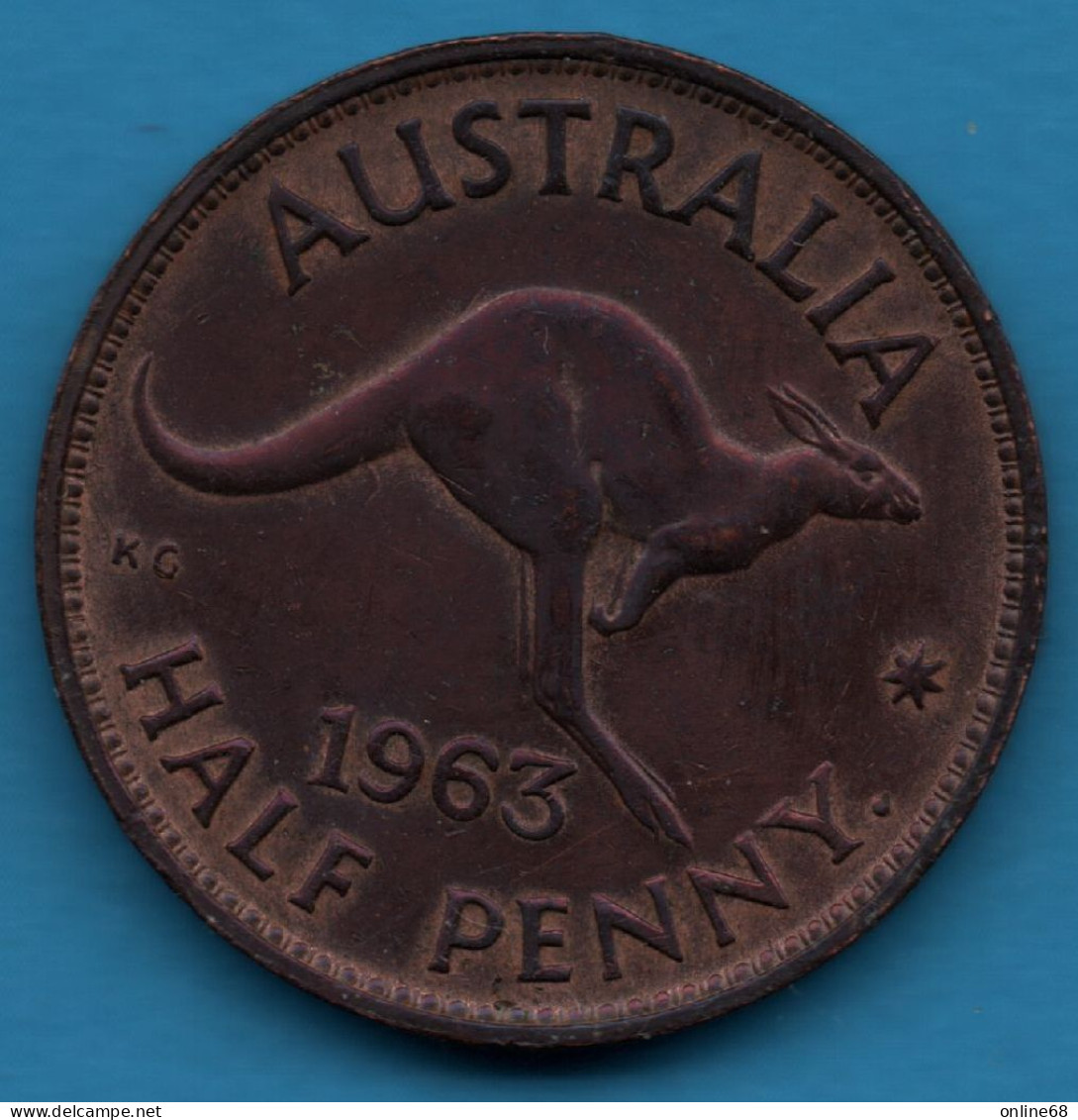 AUSTRALIA 1/2 PENNY 1963 •  Perth Mint  KM# 61 QEII ANIMAL Kangaroo - ½ Penny