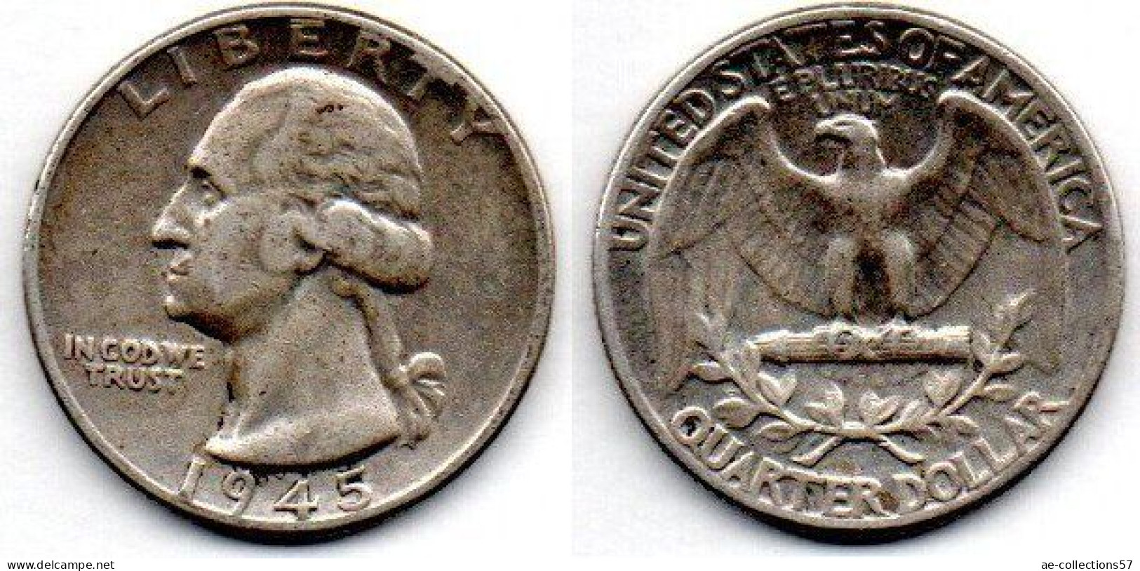 MA 21348 / USA 1/4 Dollar 1945 TB+ - 1932-1998: Washington