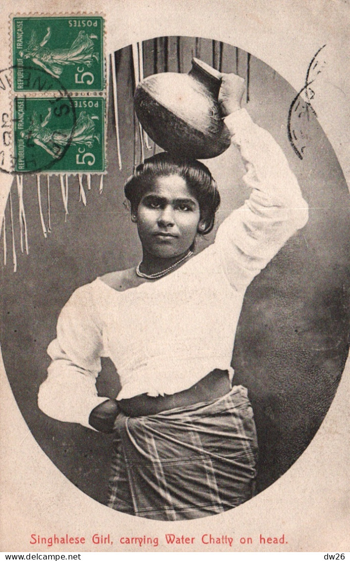 Ethnologie - Sri Lanka (Ceylan, Ceylon) Singhalese Girl, Carrying Water Chatty On Head (porteuse D'eau) Carte N° 277 - Asie