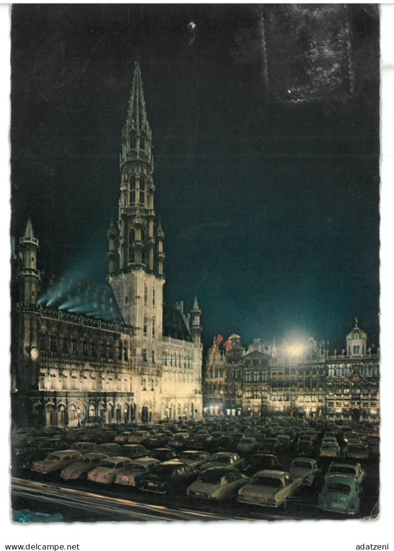 BR3832 Bruxelles Grand’Place L’Hôtel De Ville La Nuit Viaggiata 1968 Verso Napoli - Cafés, Hôtels, Restaurants