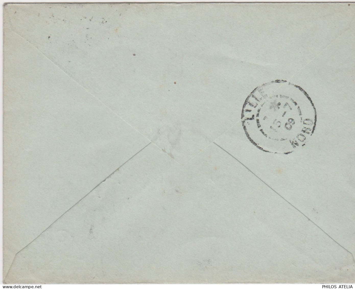 Entier Sage 15c Bleu S/ Papier Vert Taxe Réduite 0,10 (12,2x9,5) Enveloppe Privée Repiquage Hugo De Cort Lille CAD Dijon - Buste Ristampe (ante 1955)