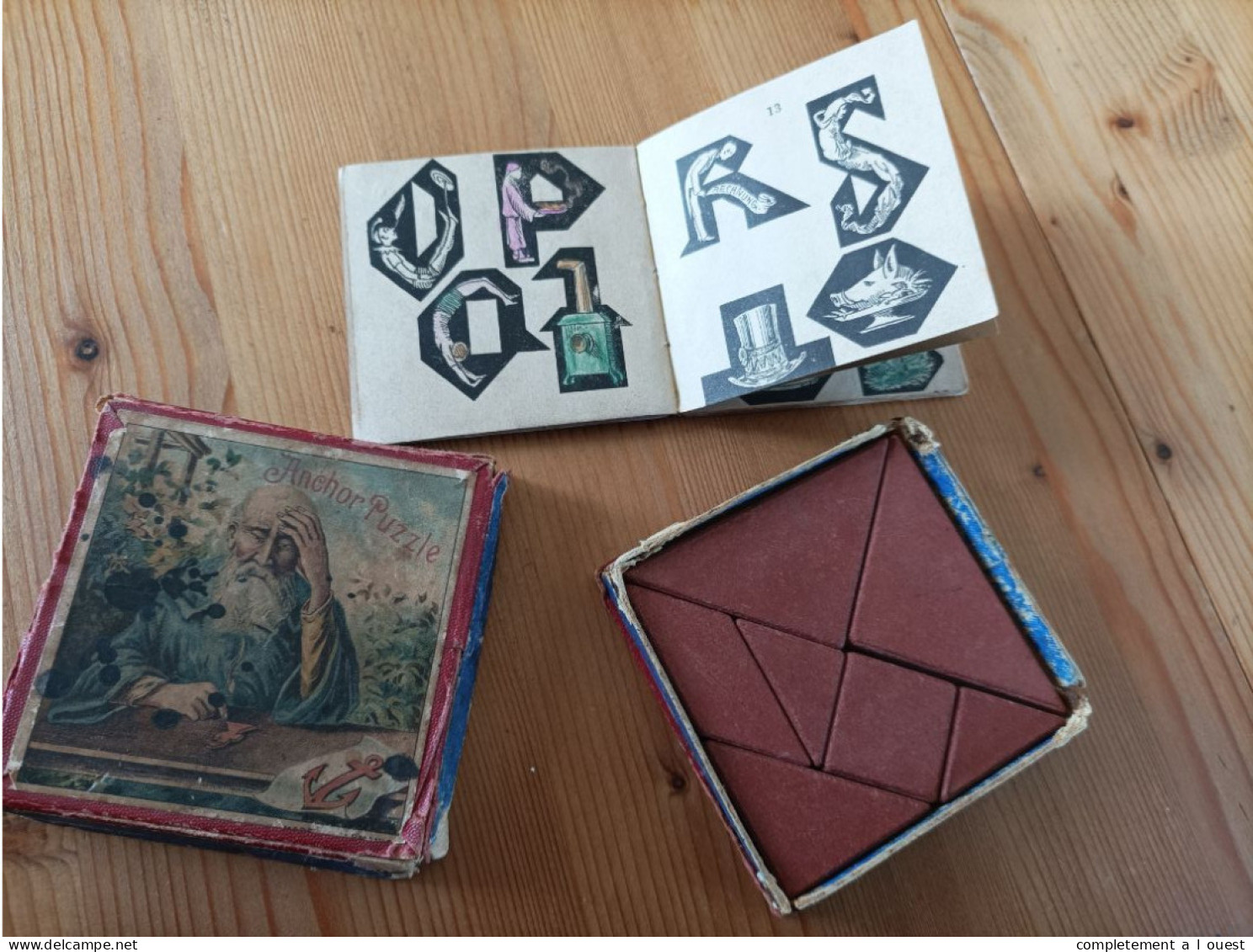 Rare TANGRAM Anchor Terre Cuite Casse-tête Puzzle Clay Tile Brain Teaser - Denk- Und Knobelspiele