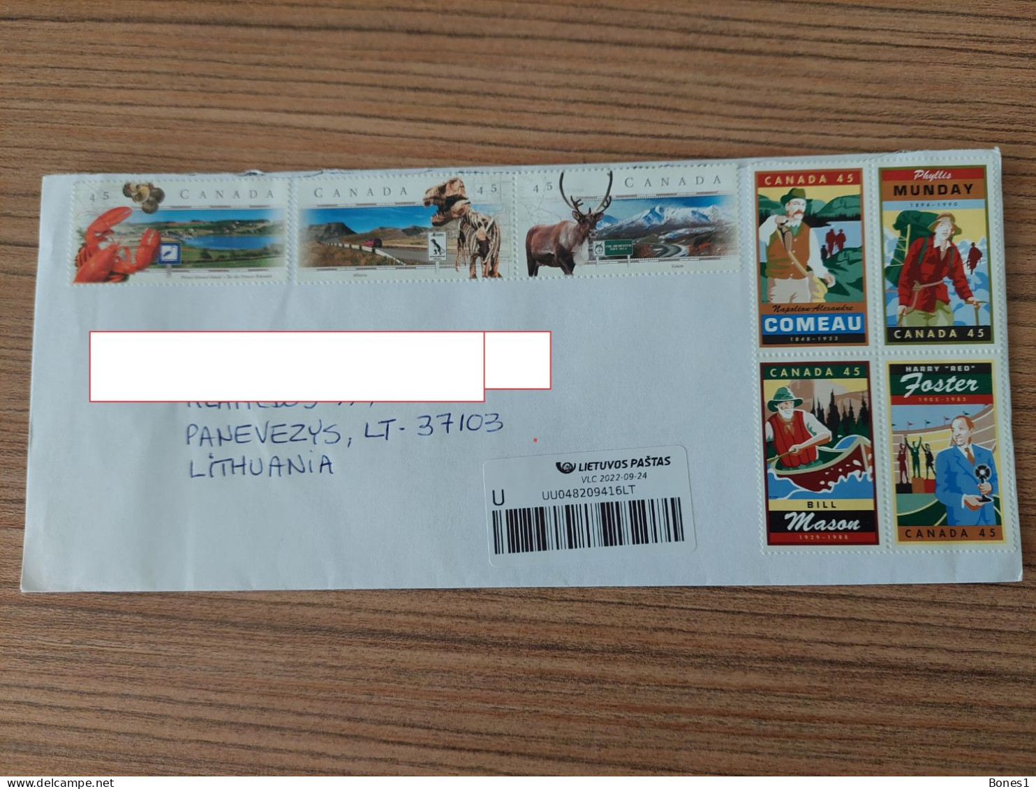 Cover Sent From Canada To Lithuania Panevezys 2022 Animals Dinosaur Tourism - Lettres & Documents