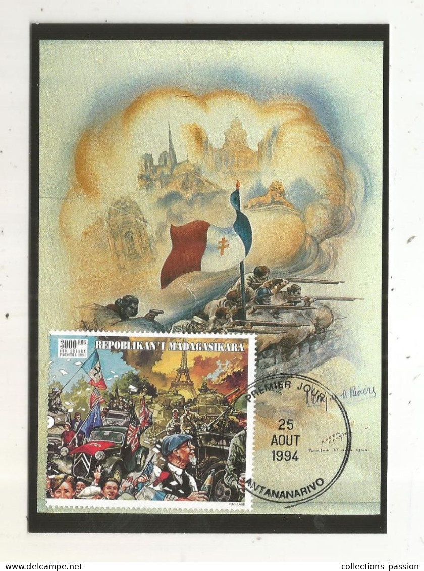 Cp, FDC, Premier Jour, Affiche ,lithographie, Madagascar ,repoblika Demokratika Malagasy,ANTANANARIVO, 25 Aout 1994 - Madagascar (1960-...)