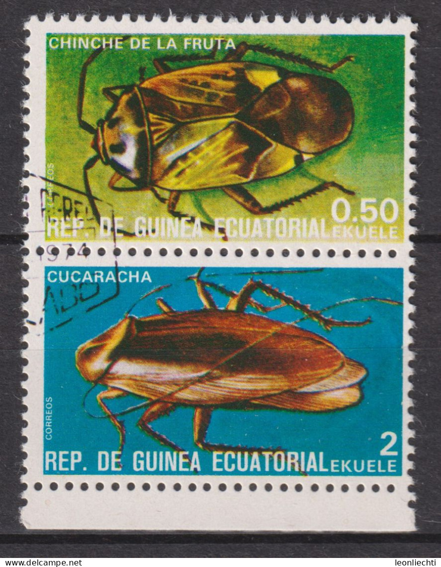 1978 Äquatorial-Guinea, Mi:GQ 1379+1383°, Yt:GQ 115-K+P, Insekten, (Heteroptera Suborder)+Cockroach (Blattodea P.) - Guinée Equatoriale