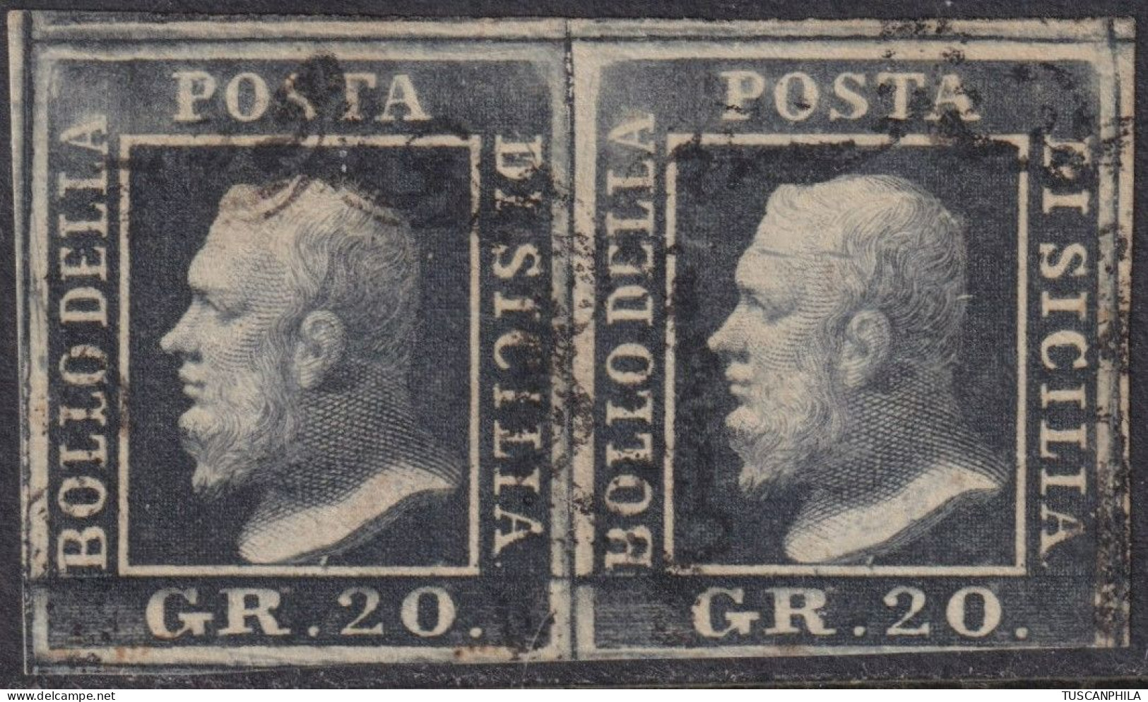 20 Gr. Coppia Pos.31+32 Sass 14 Usata Certicata ORO Raybaudi Cv 7500 - Sicilia