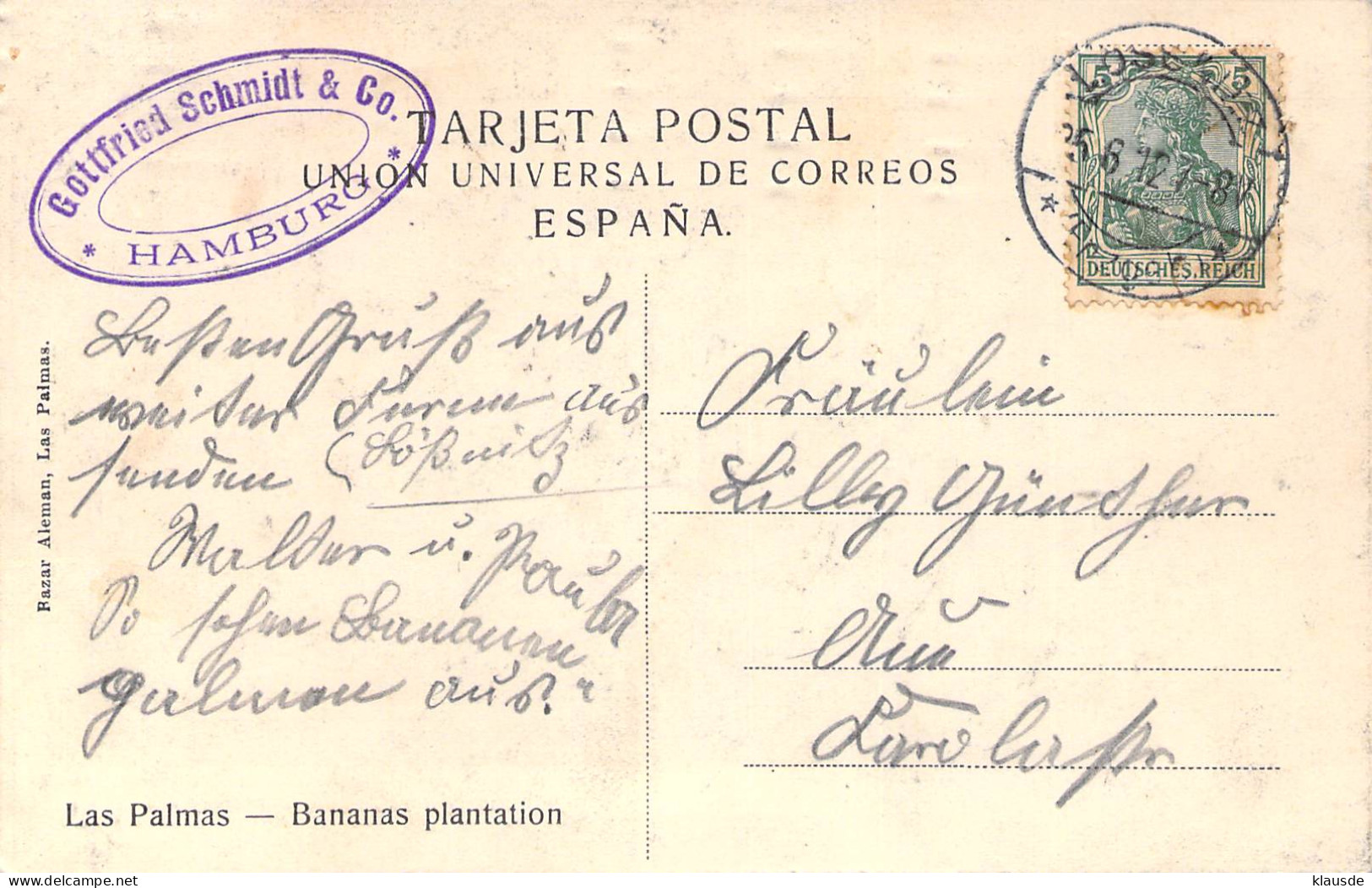 Las Palmas - Banannenplantage  Gel.1912 - La Palma