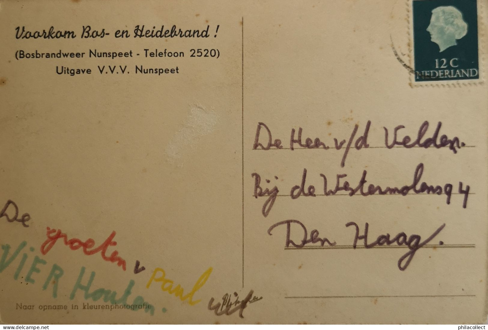 Nunspeet // Waarschuwing Kaart // Voorkom Bos En Heidebrand 19?? Uitg. V. V. V. Nunspeet - Nunspeet