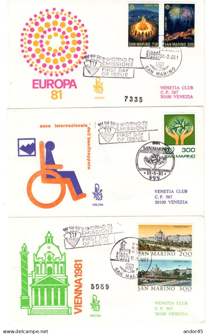 1981 ANNATA COMPLETA SU FDC VENEZIA SASS 1069-1087  Cv -------- - Storia Postale