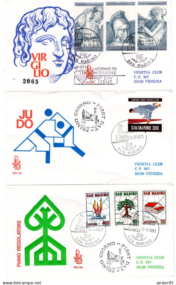 1981 ANNATA COMPLETA SU FDC VENEZIA SASS 1069-1087  Cv -------- - Lettres & Documents