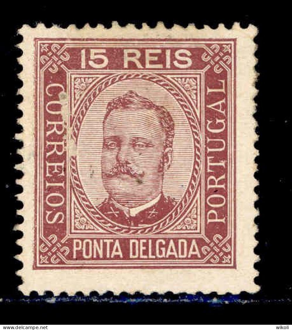 ! ! Ponta Delgada - 1892 D. Carlos 15 R (Perf. 13 1/2) - Af. 03 - No Gum - Ponta Delgada