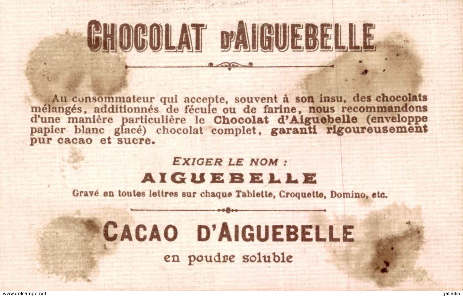 CHROMO CHOCOLAT D'AIGUEBELLE - Aiguebelle