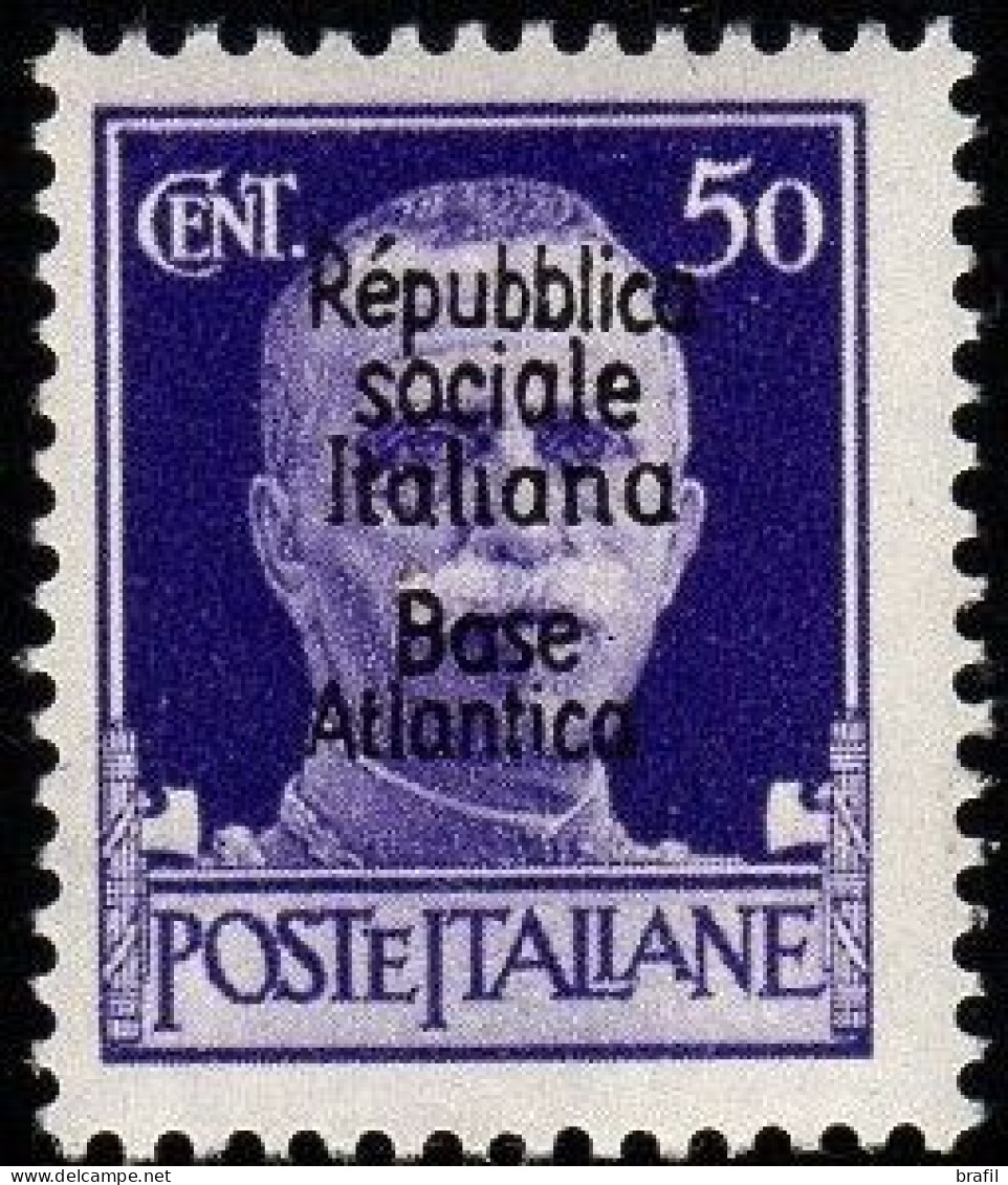 1943Italia, 50 Cent. Base Atlantica (*) Firmato Savarese Oliva - Lokale/autonome Uitgaven