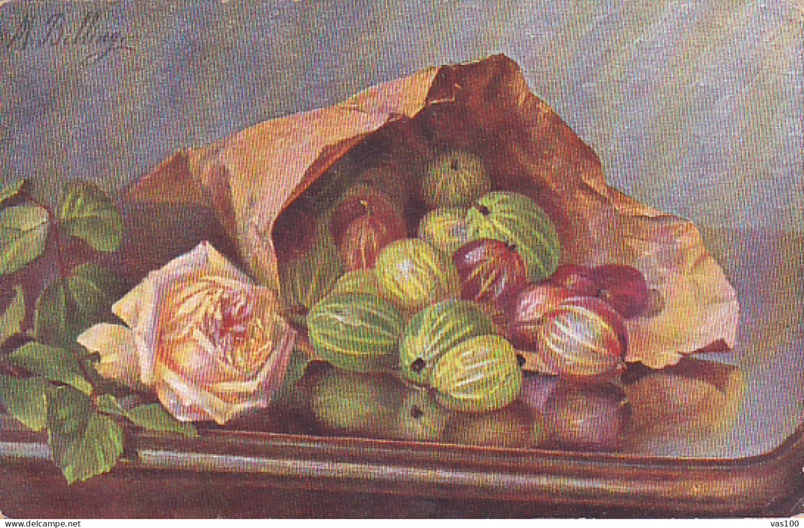 CPA ILLUSTRATIONS, SIGNED, M. BILLING- STILL LIFE WITH ROSES AND FRUITS - Billing, M.