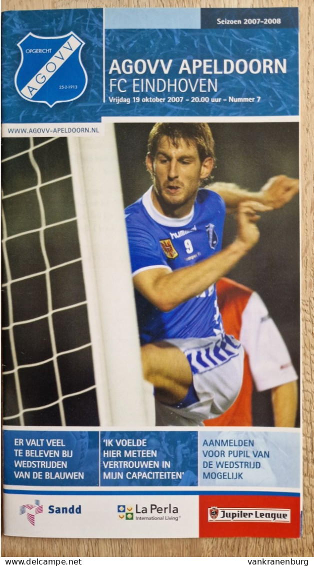 Programme AGOVV Apeldoorn - FC Eindhoven - 19.10.2007 - Holland - Program - Football - Habillement, Souvenirs & Autres