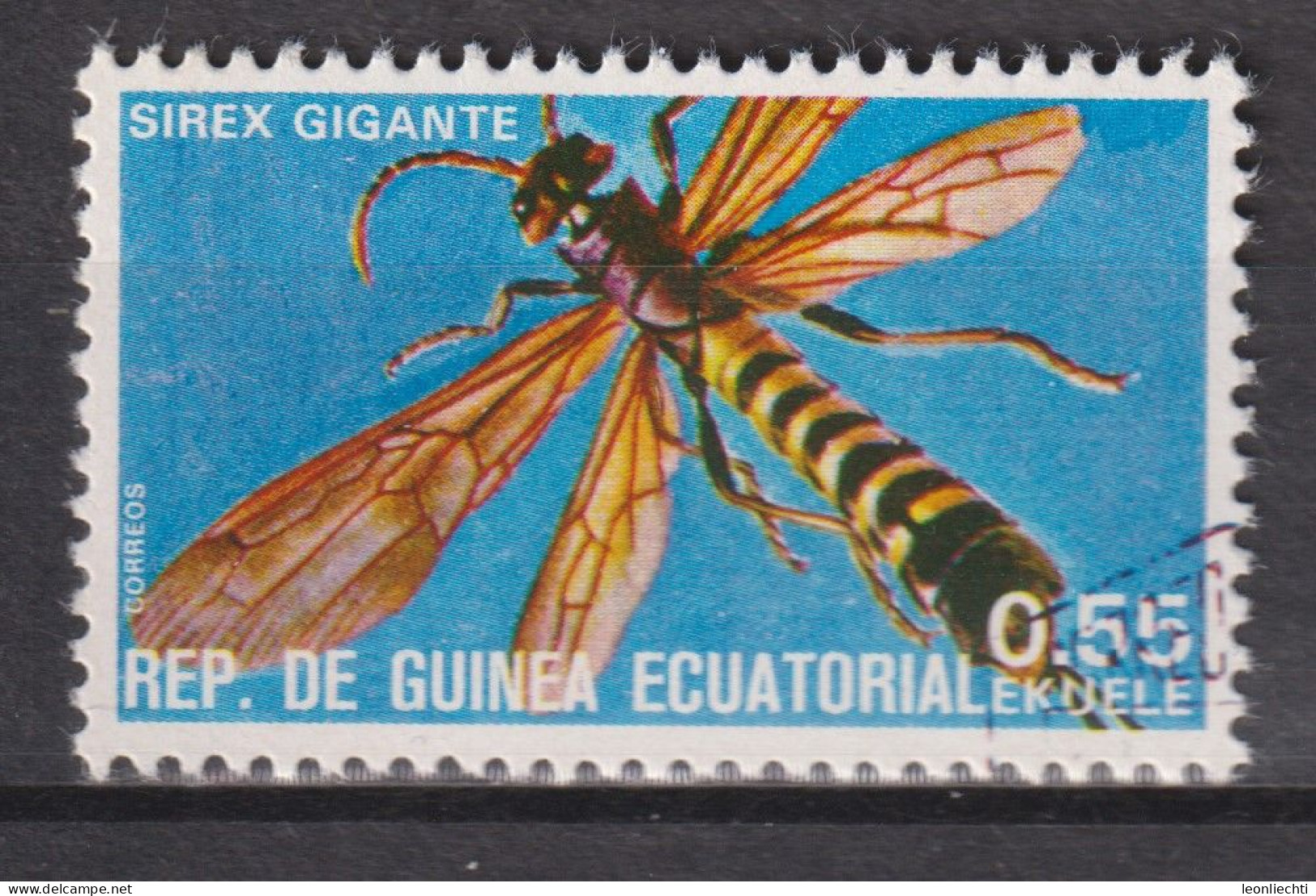 1978 Äquatorial-Guinea, Mi:GQ 1380°, Yt:GQ 115-L, Insekten, Giant Woodwasp (Urocerus Gigas) Riesenholzwespe - Guinée Equatoriale