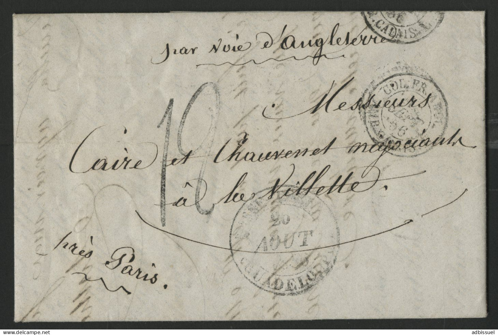 Lettre Datée De CAPESTERRE GUADELOUPE En 1856 Pour La France Voir Description - Briefe U. Dokumente