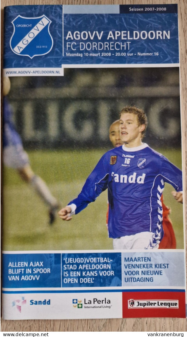 Programme AGOVV Apeldoorn - FC Dordrecht - 10.3.2008 - Holland - Program - Football - Habillement, Souvenirs & Autres