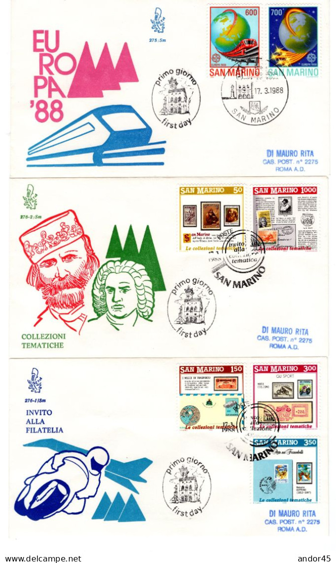 1988 ANNATA COMPLETA SU FDC VENEZIA SASS 1221- 47 ESCLUSE LE DUE SERIE SASS 1228-31+1236-8 Cv -------- - Covers & Documents