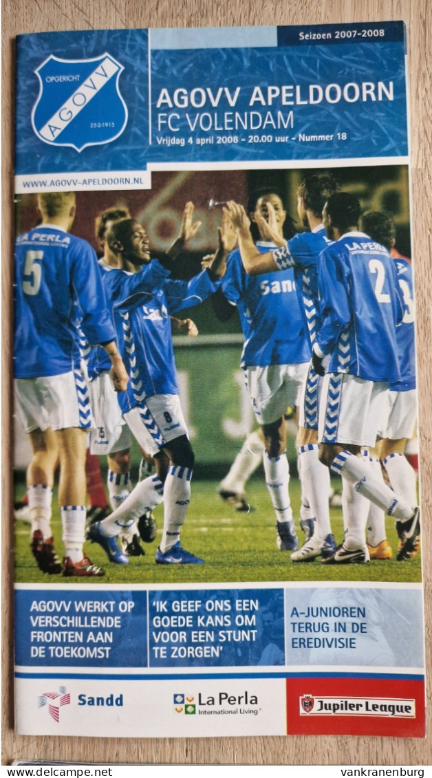 Programme AGOVV Apeldoorn - FC Volendam - 4.4.2008 - Holland - Program - Football - Habillement, Souvenirs & Autres