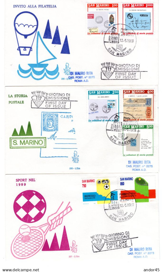 1989 ANNATA COMPLETA SU FDC VENEZIA SASS 1248-1272  Cv -------- - Lettres & Documents