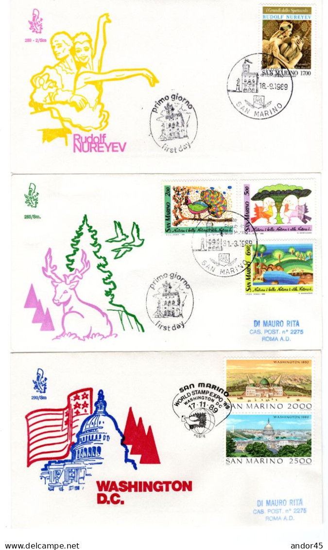 1989 ANNATA COMPLETA SU FDC VENEZIA SASS 1248-1272  Cv -------- - Cartas & Documentos