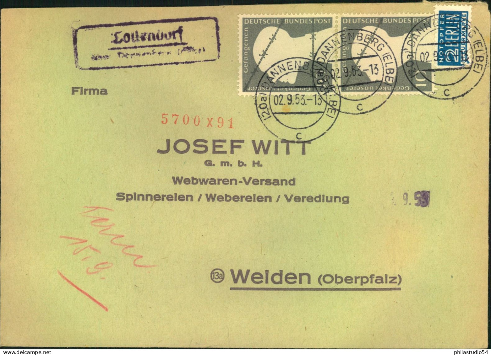 1953/1959, 6 Bessere Belege. Alte Auszeichnung 50,- Euro - Other & Unclassified