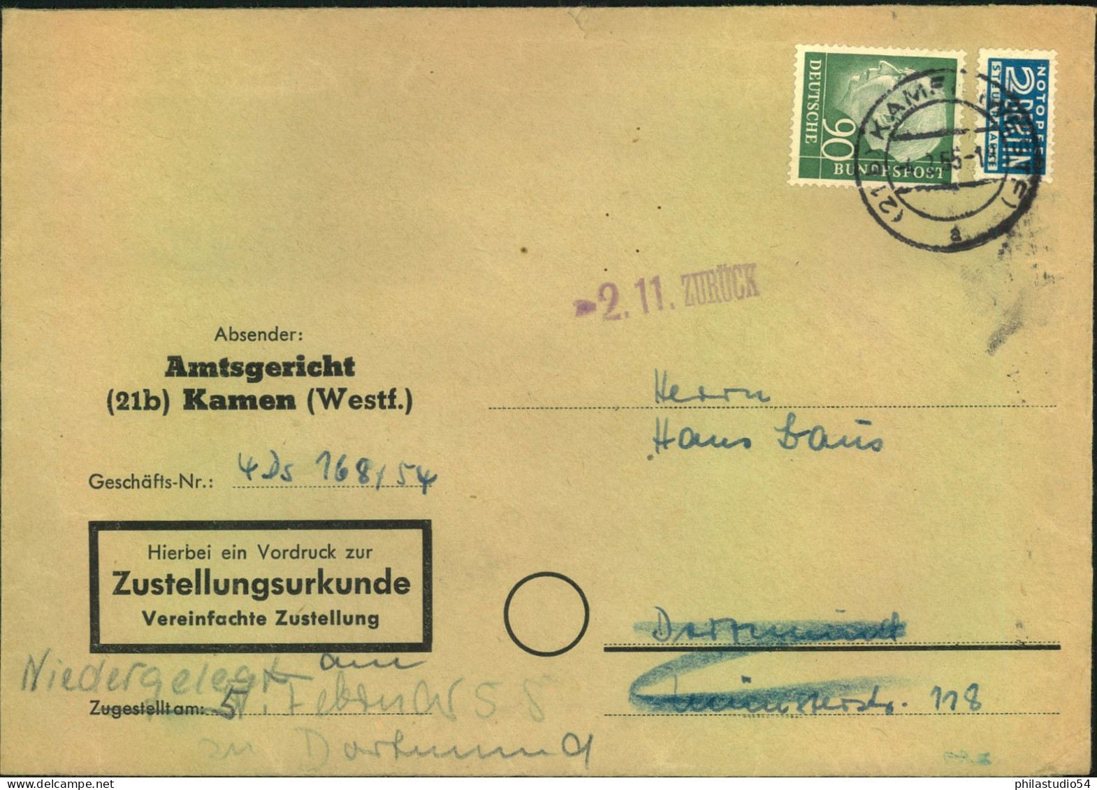 1953/1959, 6 Bessere Belege. Alte Auszeichnung 50,- Euro - Other & Unclassified