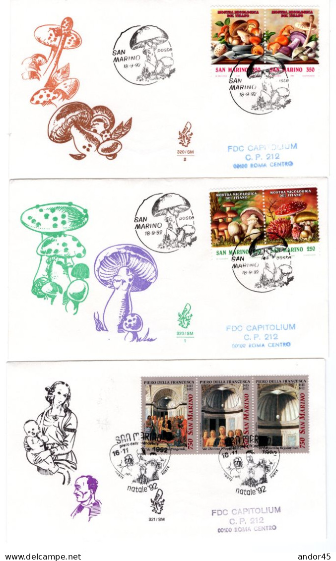 1992 ANNATA COMPLETA SU FDC VENEZIA SASS 1334-65 ESCLUSE LE SERIE SASS 1334-5+1344-50+1353-56 Cv --------