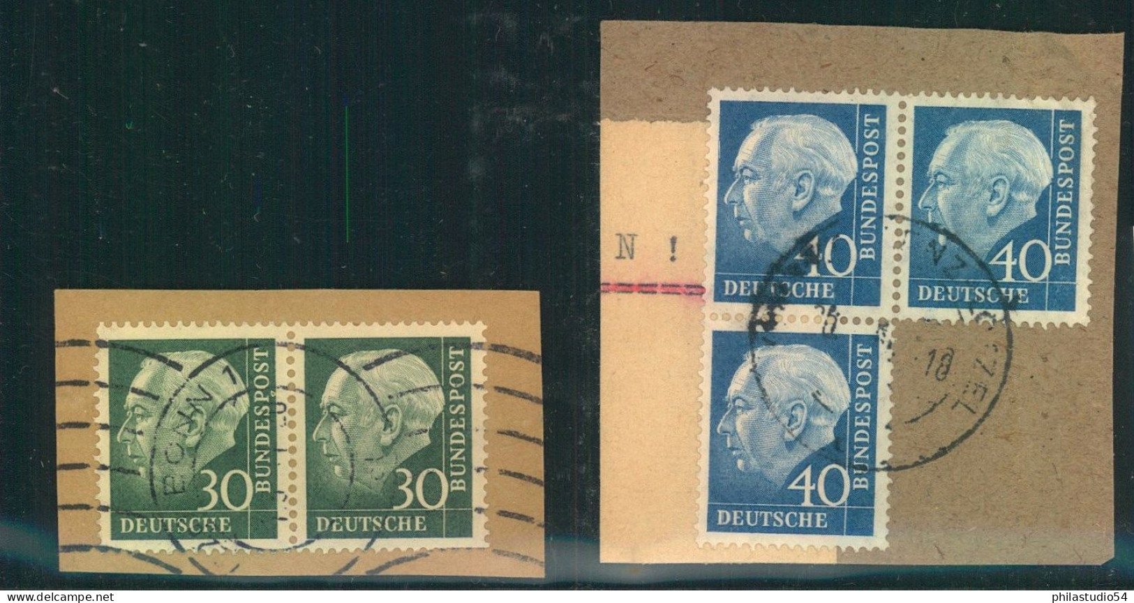 30 Und 40 Pf. Heuss II Je Im Waagerechten Paar Auf Briefstück - Used Stamps