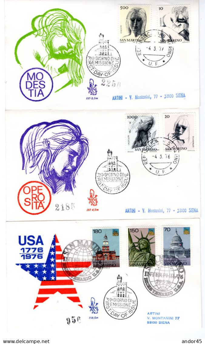 1976 ANNATA COMPLETA SU FDC VENEZIA SASS 953-974  Cv -------- - Lettres & Documents