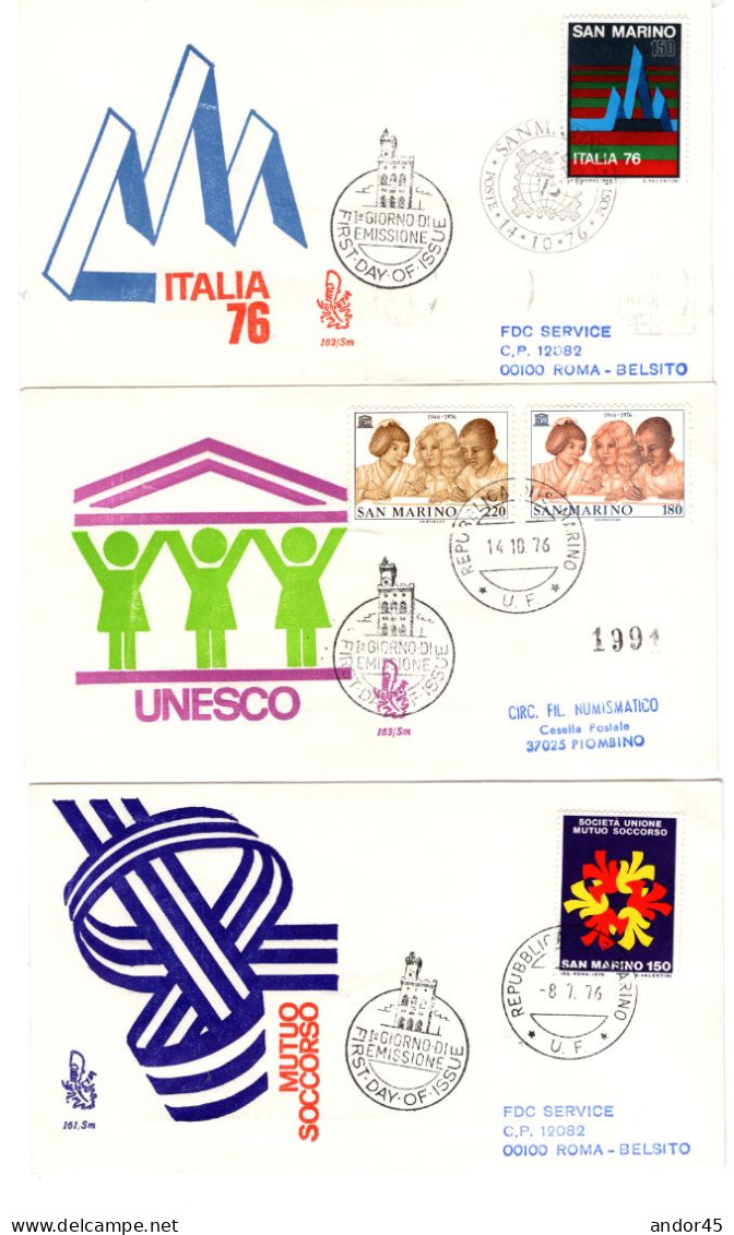 1976 ANNATA COMPLETA SU FDC VENEZIA SASS 953-974  Cv --------