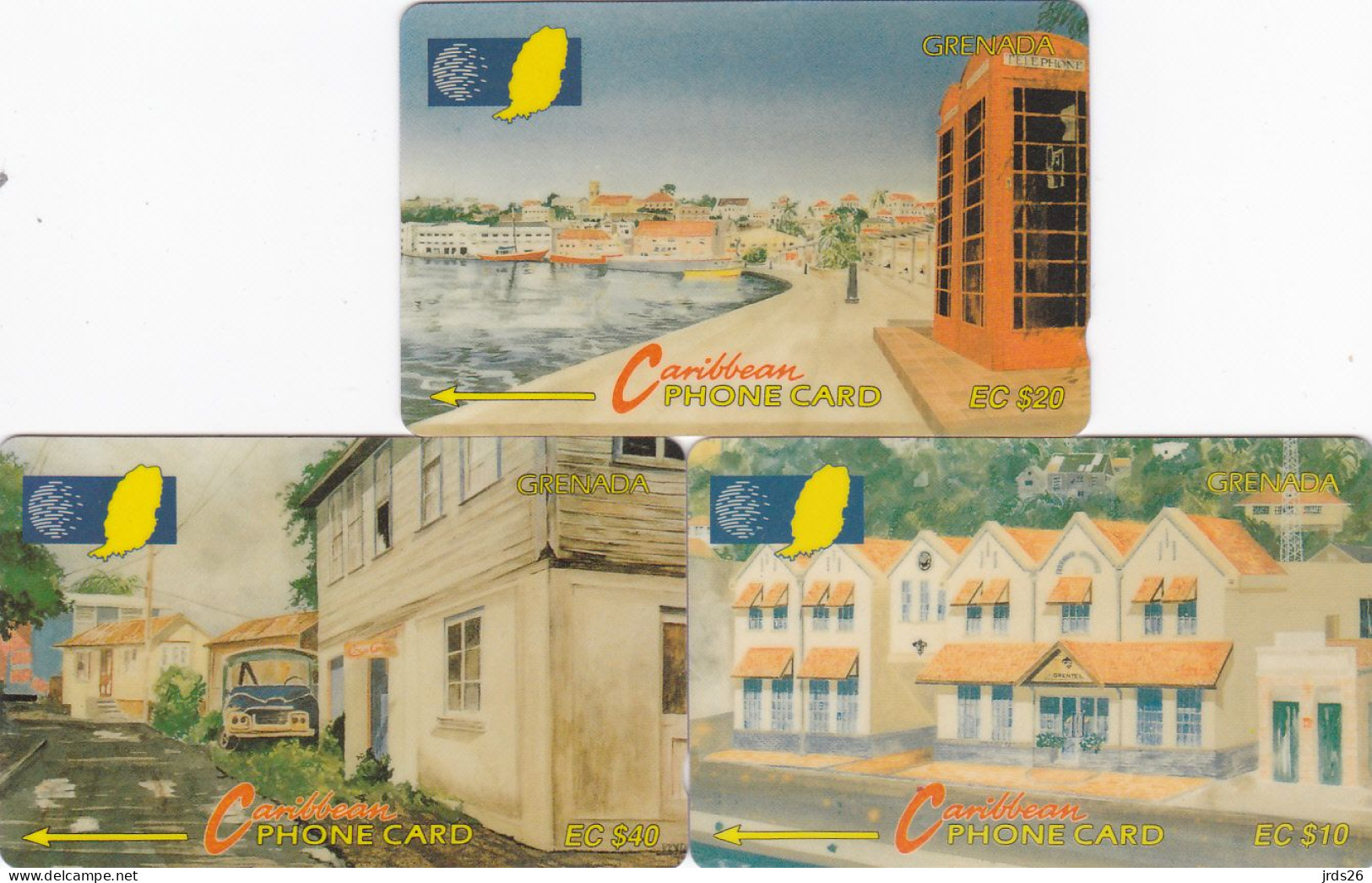 Grenada 3 Phonecards GPT - - - City, Building - Grenade