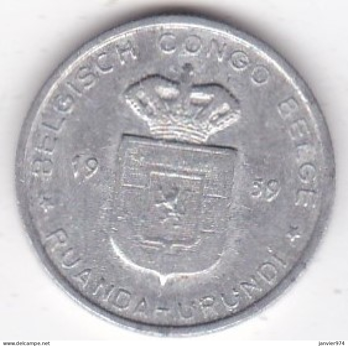 Congo Belge Et Ruanda-Urundi 1 Franc 1959 , En Aluminium, KM# 4 - 1951-1960: Boudewijn I