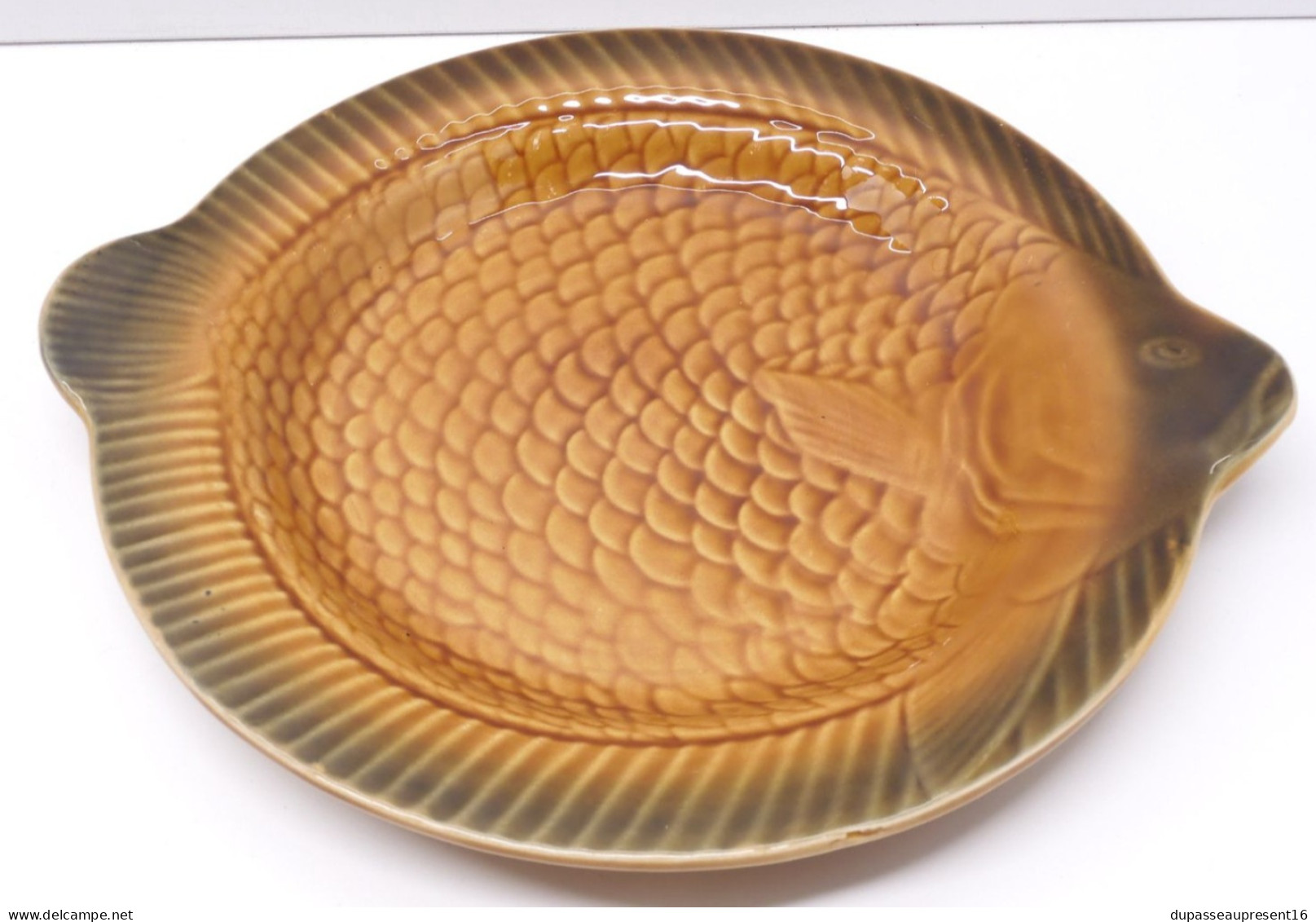 -6 ASSIETTES CERAMIQUE SARREGUEMINES POISSONS couleur Marron glacé bord foncé  E