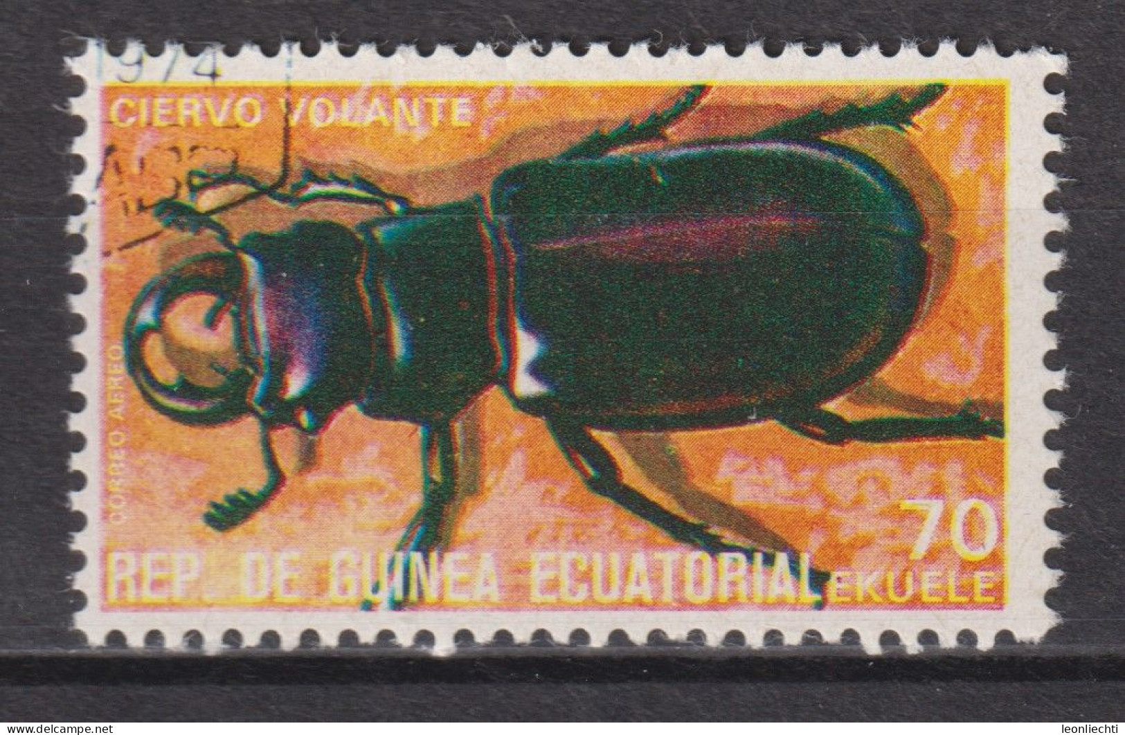 1978 Äquatorial-Guinea, Mi:GQ 1385°, Yt:GQ PA99-B, Insekten, Stag Beetle (Lucanus Cervus) Hirschkäfer - Guinée Equatoriale