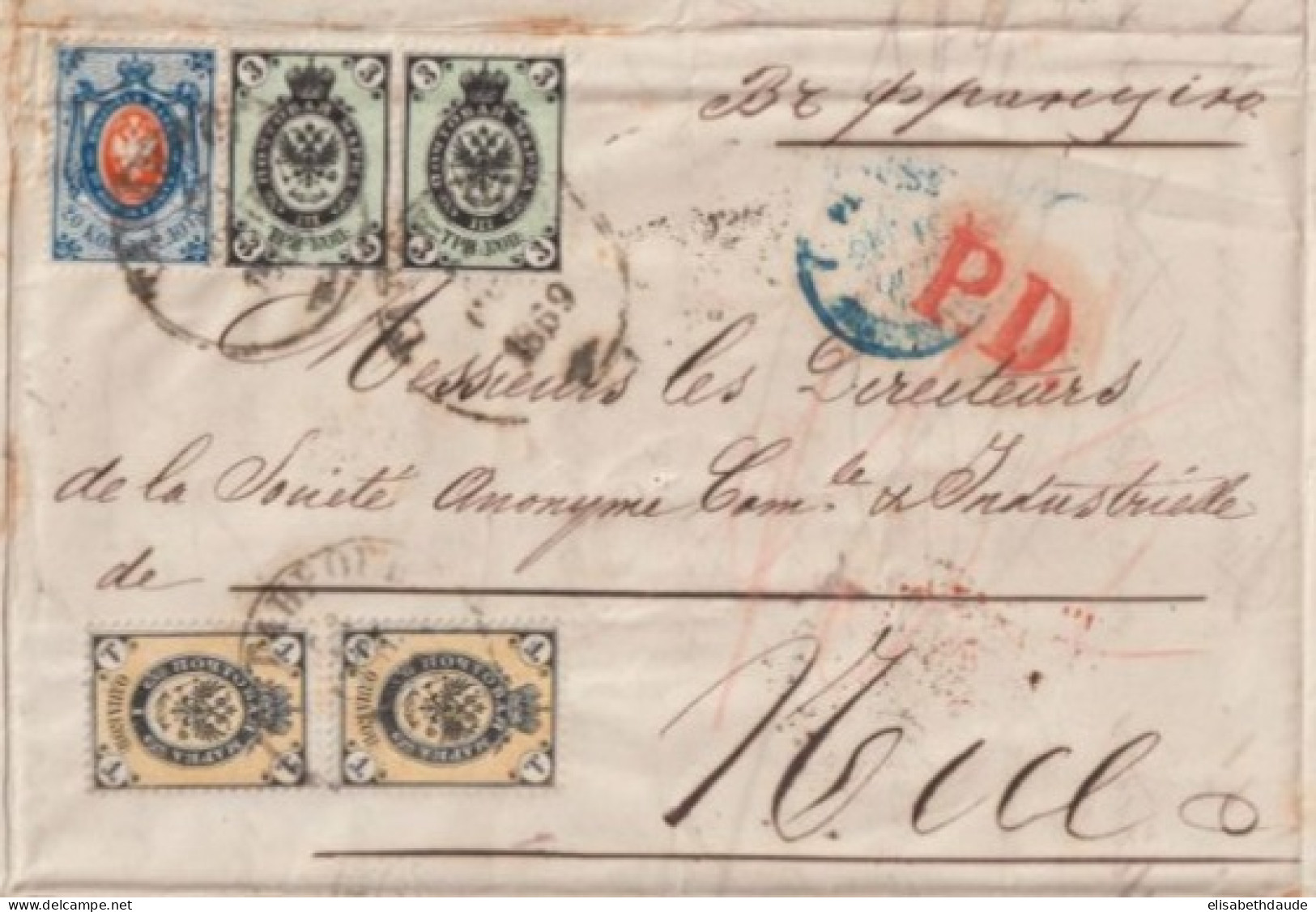 RUSSIE - 1869 - SUPERBE LETTRE De TAGANROG => NICE - Lettres & Documents