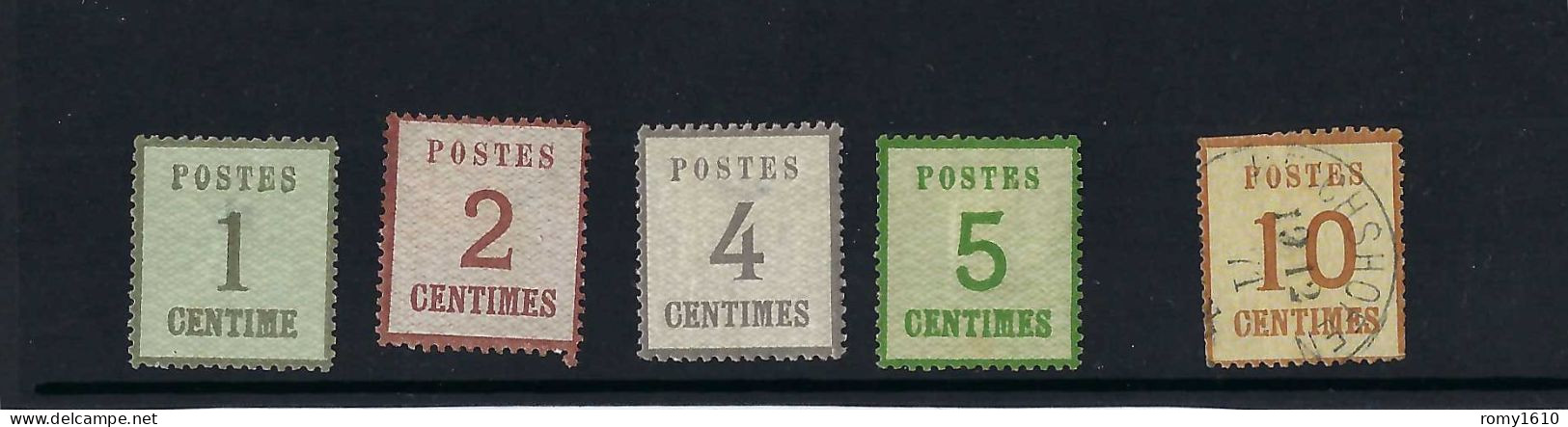 ALSACE LORRAINE. Série De 4 Timbres Non Oblitérés (+ N°10 Oblitéré ), Avec Traces De Charnière.  Voir Scan Recto/verso. - Ungebraucht