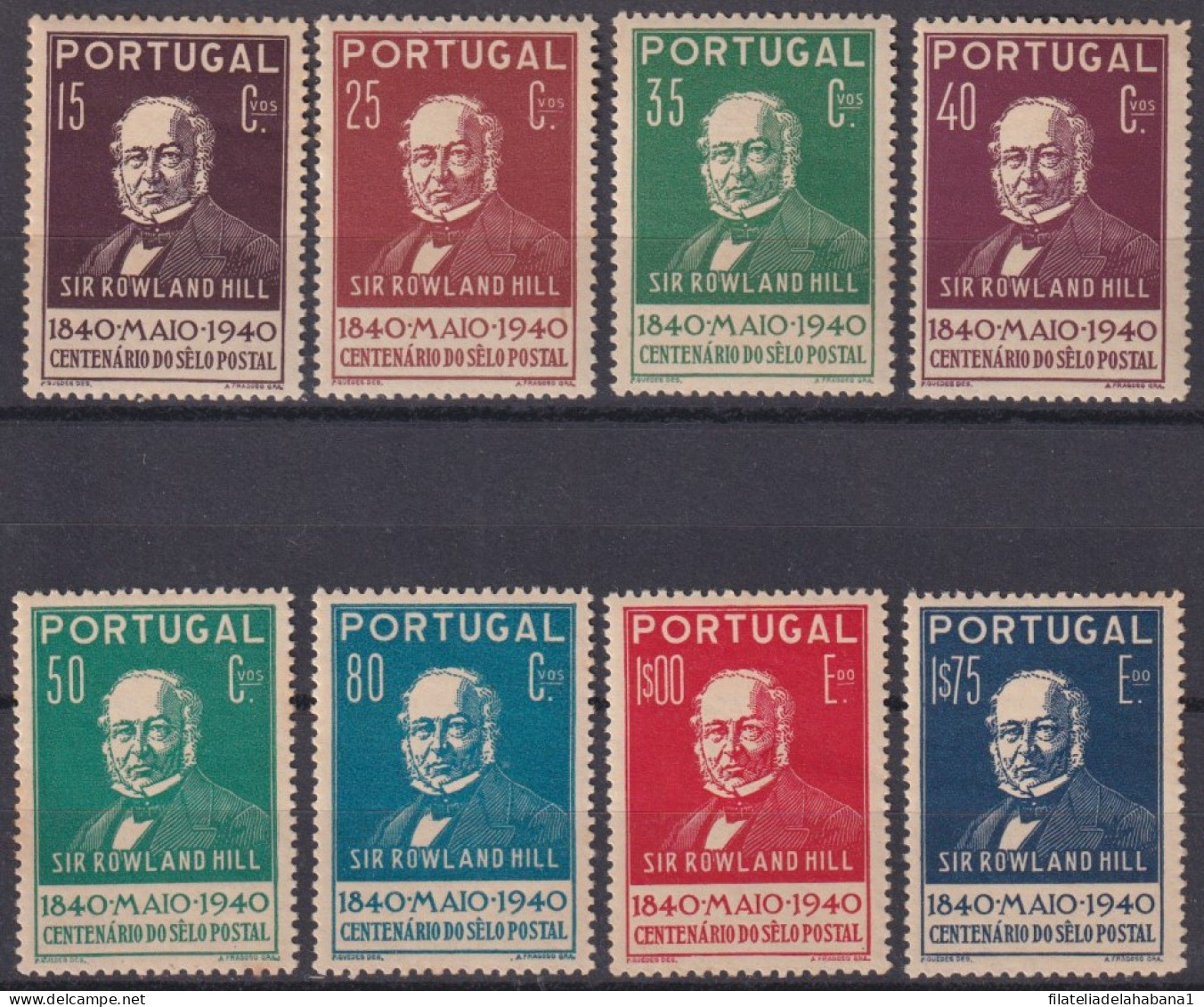 Z74 PORTUGAL MH 1940 CENTENARY OD FIRST STAMPS ROWLAND HILL. - Rowland Hill