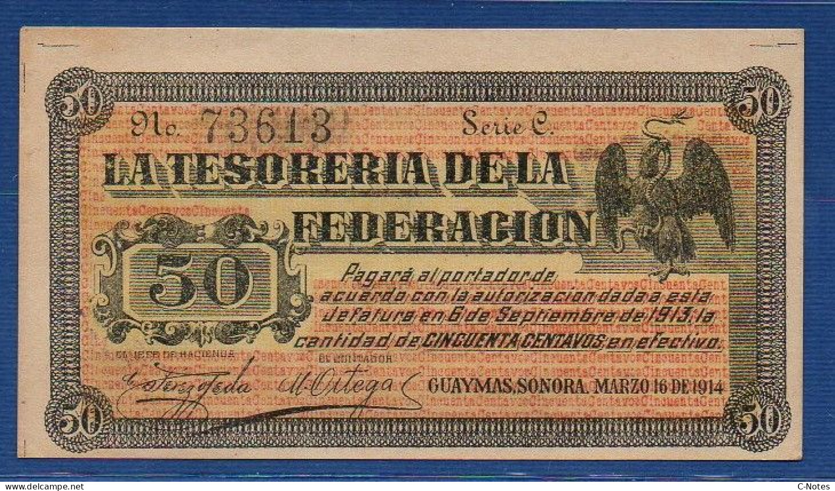 MEXICO - Guaymas - P.S. 1059a – 50 Centavos 1914 AUNC, S/n C 73613 - Mexico