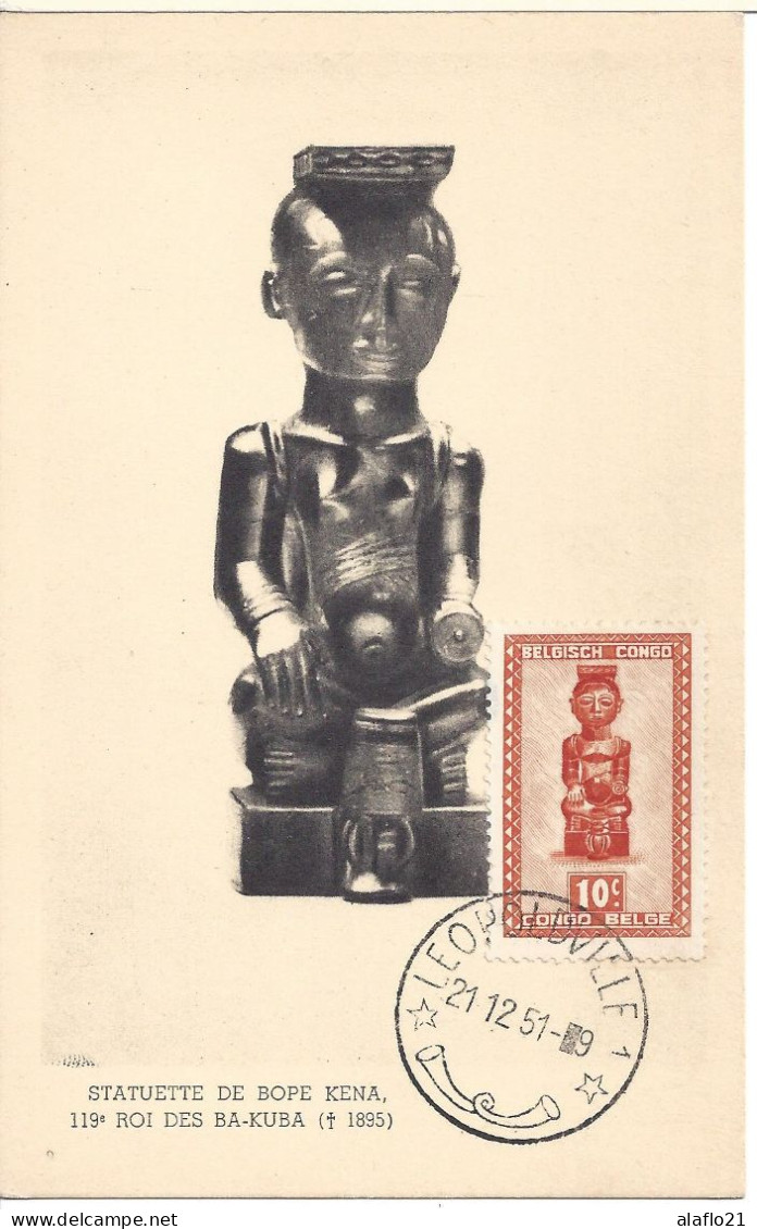 CONGO BELGE - CARTE MAXIMUM - Yvert N° 277 - ART INDIGENE - STATUETTE - Brieven En Documenten