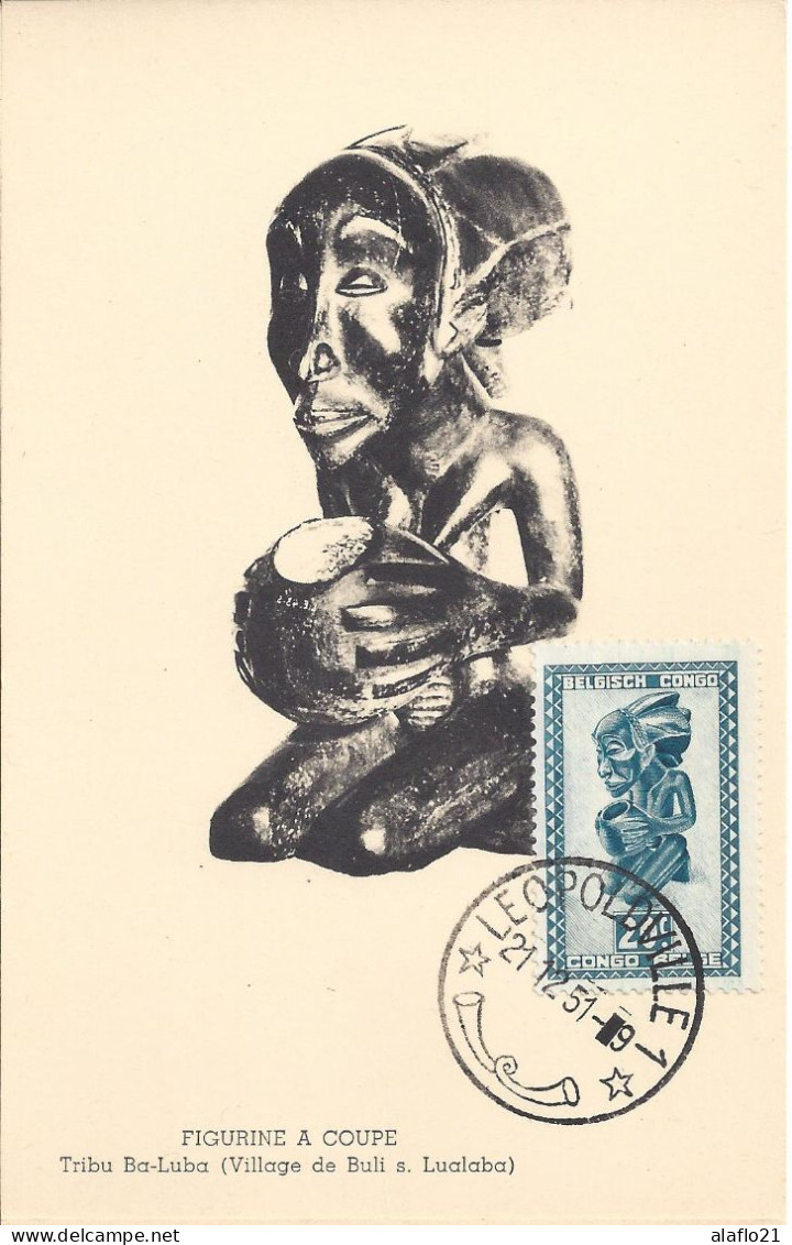 CONGO BELGE - CARTE MAXIMUM - Yvert N° 279 - ART INDIGENE - FIGURINE à COUPE - Briefe U. Dokumente