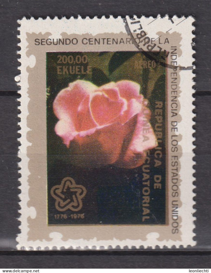 1976 Äquatorial-Guinea, Mi:GQ 858°, Yt:GQ PA61,  American Bicentenary (V) (animals And Plants), Rose - Guinée Equatoriale