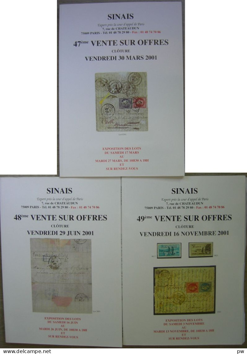 VENTES SINAIS 2001  3 Catalogues De Vente - Catálogos De Casas De Ventas