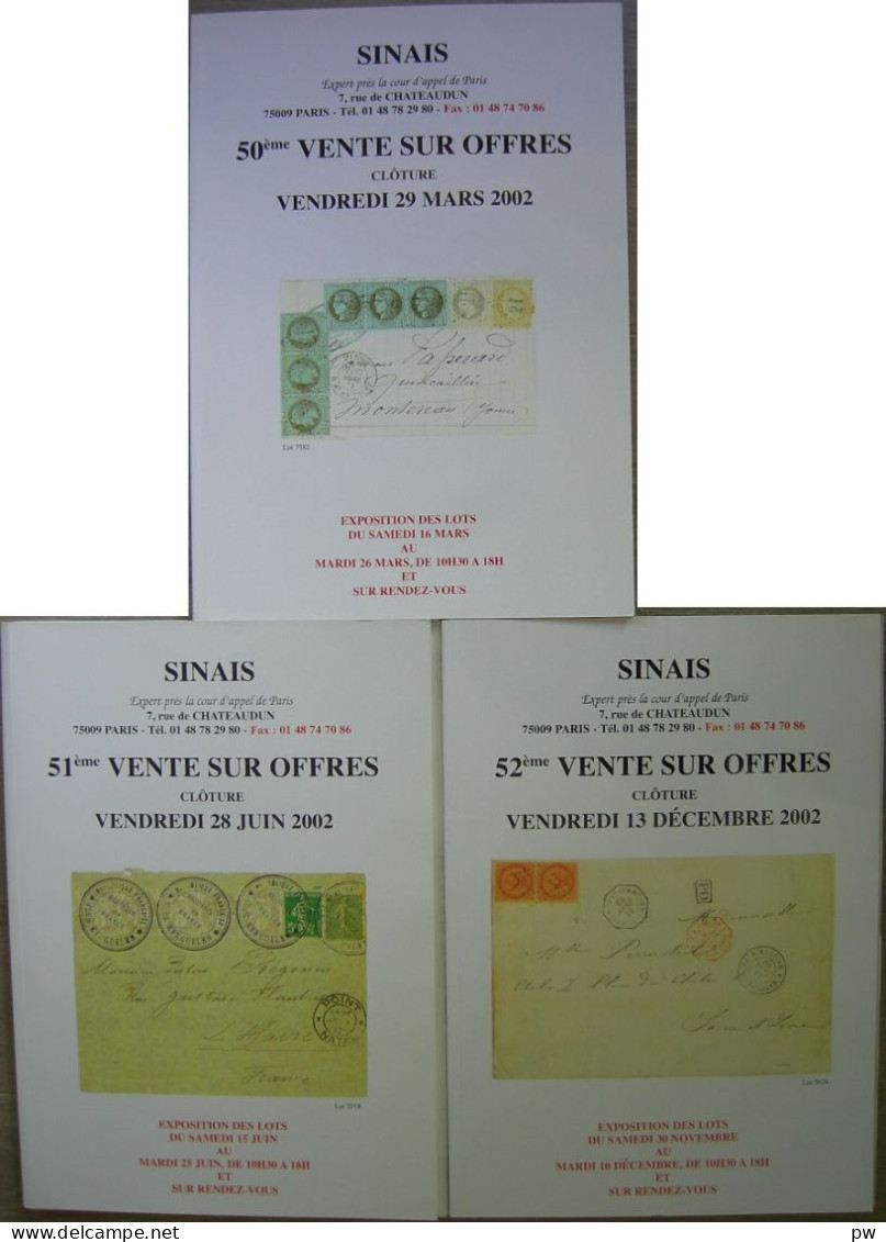 VENTES SINAIS 2002  3 Catalogues De Vente - Catálogos De Casas De Ventas