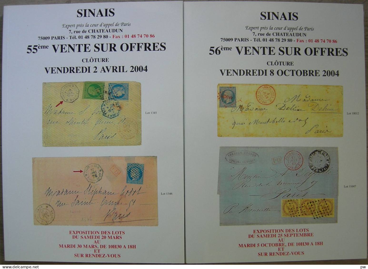 VENTES SINAIS 2004  2 Catalogues De Vente - Catalogues For Auction Houses