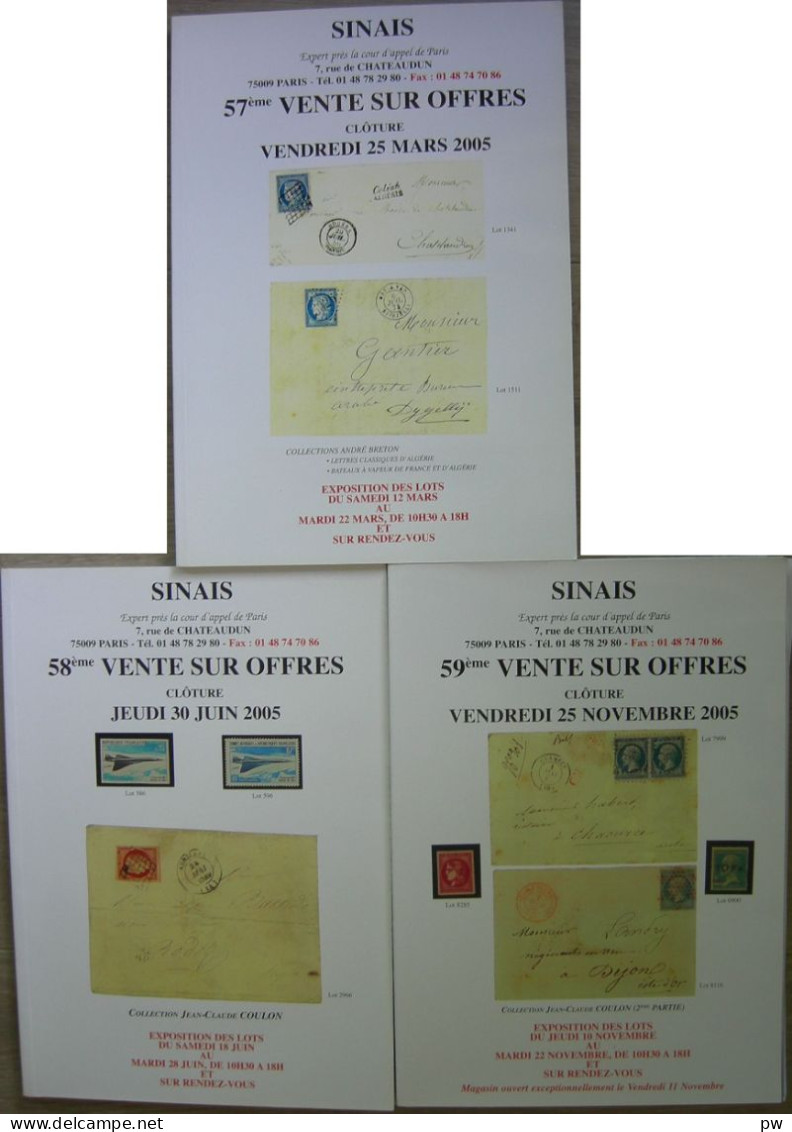 VENTES SINAIS 2005  3 Catalogues De Vente - Catalogues For Auction Houses